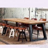 美式做旧实木餐桌 铁艺酒吧咖啡桌 **餐桌子 办公桌特价